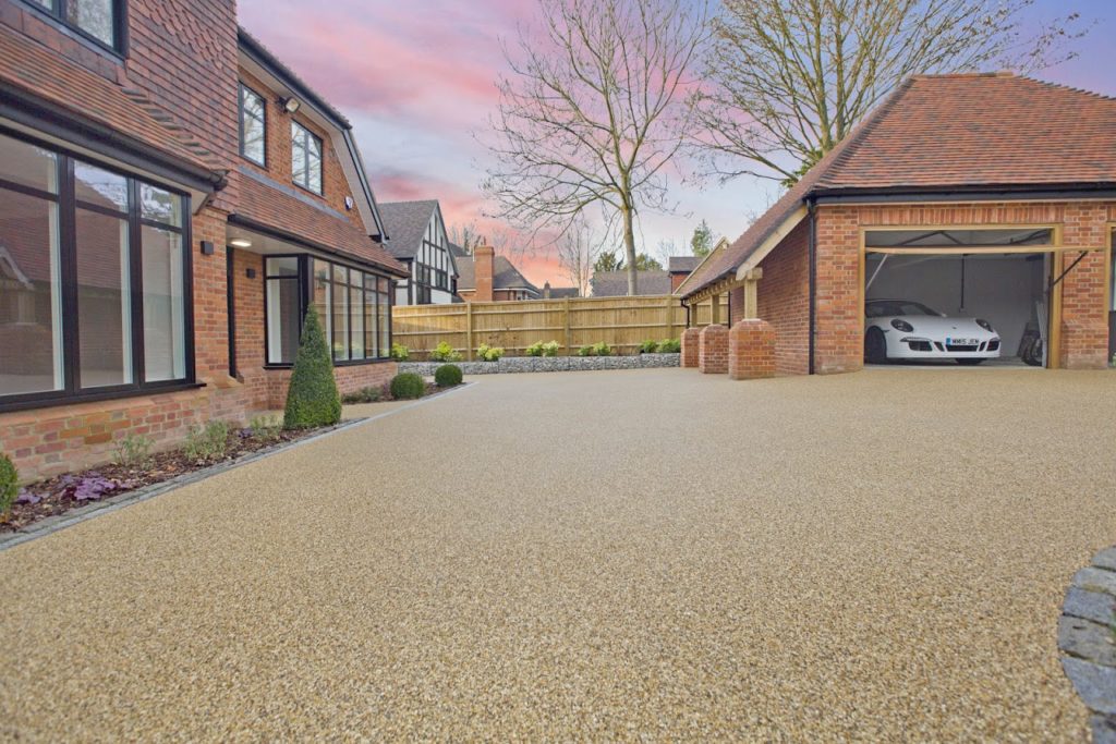 Resin driveway surface and property entrance